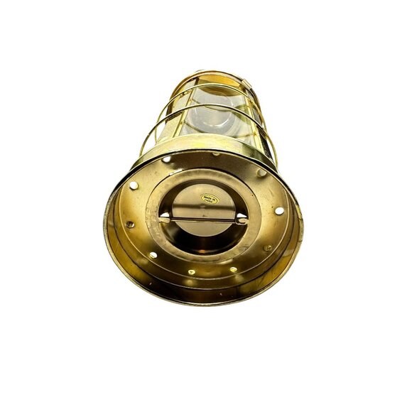 Vintage Goldtone 11" Lantern Five-Sided Glass Candle Holder - Picture 6 of 9